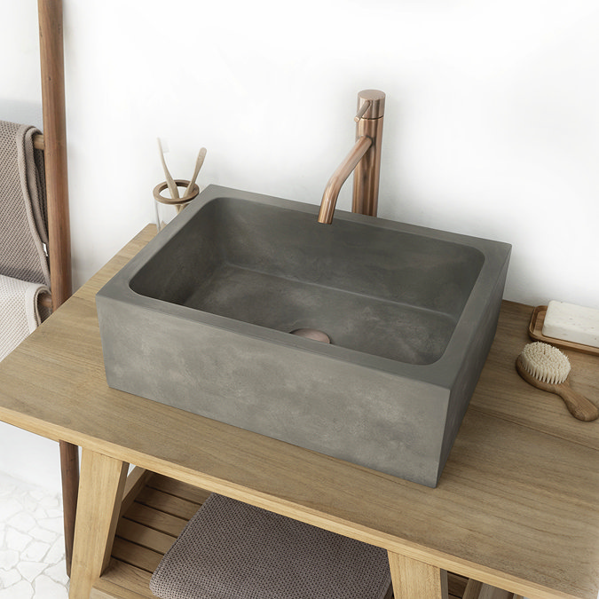 Arezzo Stone Natural Concrete Rectangular Counter Top Basin (450 x 320mm)