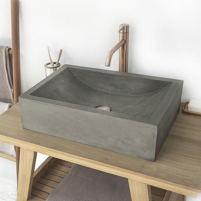 Arezzo Stone Natural Concrete Rectangular Counter Top Basin (495 x 350mm)