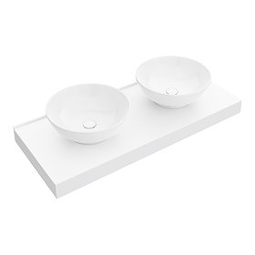 Arezzo Stone Resin Floating Basin Shelf inc. 2 Round Basins - 1200mm Wide Large Image