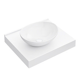 Arezzo Stone Resin Floating Basin Shelf inc. Oval Basin - 600mm Wide Large Image