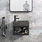 Arezzo Stone Wall Hung Dusk Grey Cloakroom Basin with Matt Black Towel Shelf