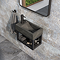 Arezzo Stone Wall Hung Dusk Grey Cloakroom Basin with Matt Black Towel Shelf