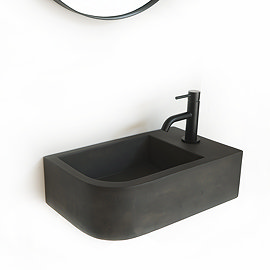 Arezzo Stone Wall Hung Dusk Grey Curved Cloakroom Basin (440 x 250mm)