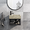 Arezzo Stone Wall Hung Natural Concrete Cloakroom Basin with Matt Black Towel Shelf