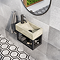 Arezzo Stone Wall Hung Natural Concrete Cloakroom Basin with Matt Black Towel Shelf