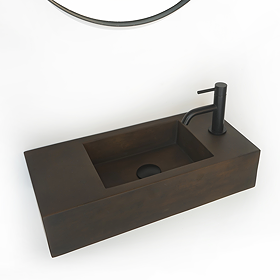 Arezzo Stone Wall Mounted Vintage Brown Rectangular Basin (540 x 250mm) 1 Tap Hole 