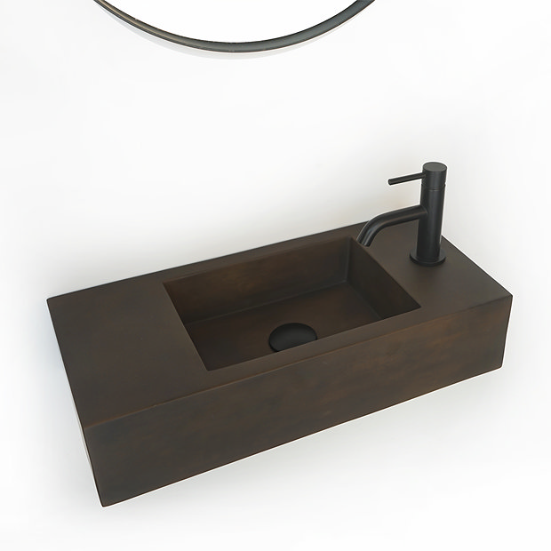 Arezzo Stone Wall Mounted Vintage Brown Rectangular Basin (540 x 250mm ...