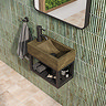Arezzo Stone Wall Hung Vintage Brown Cloakroom Basin with Matt Black Towel Shelf