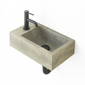 Arezzo Stone Wall Mounted Natural Concrete Cloakroom Basin (1 Tap Hole) Large Image