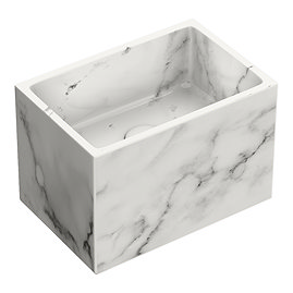 Arezzo Stone White Marble Wall Hung Basin (300 x 200mm) with Waste