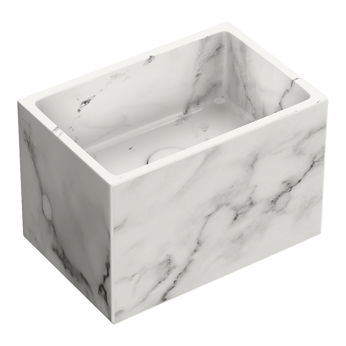 Arezzo Stone White Marble Wall Hung Basin (300 x 200mm) with Waste