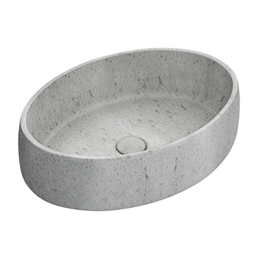 Arezzo Stone White Terrazzo Oval Counter Top Basin (500 x 350mm)