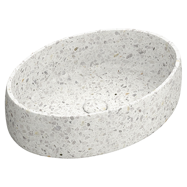 Arezzo Stone White Terrazzo Oval Counter Top Basin (500 x 350mm)