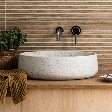 Arezzo Stone White Terrazzo Oval Counter Top Basin (500 x 350mm)