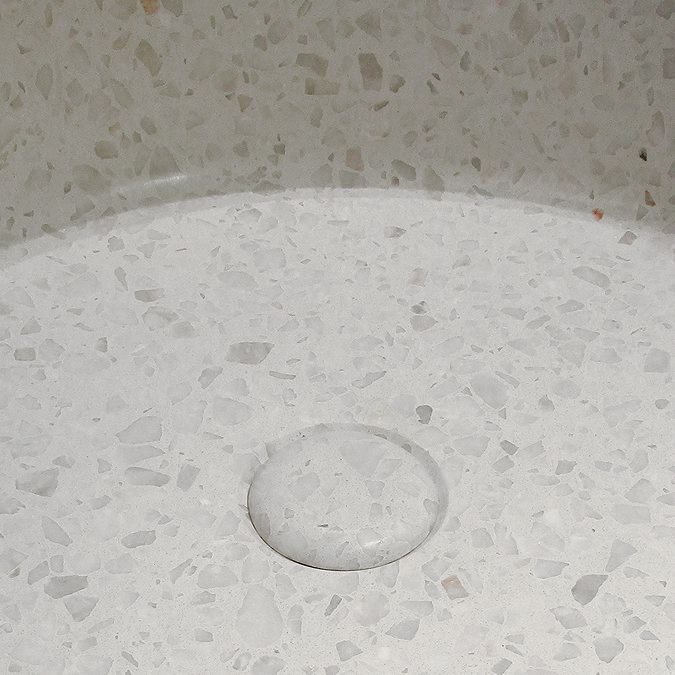 Arezzo Stone White Terrazzo Round Counter Top Basin with Waste - 400mm Diameter