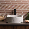 Arezzo Stone White Terrazzo Round Counter Top Basin with Waste - 400mm Diameter
