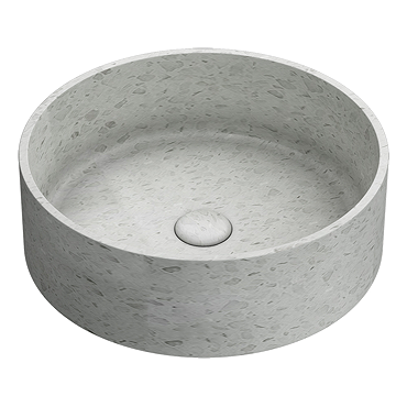 Arezzo Stone White Terrazzo Round Counter Top Basin - 400mm Diameter