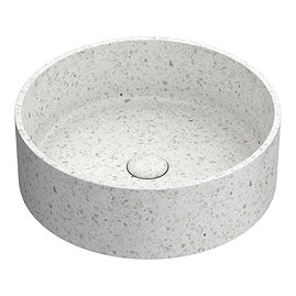 Arezzo Stone White Terrazzo Round Counter Top Basin with Waste - 400mm Diameter