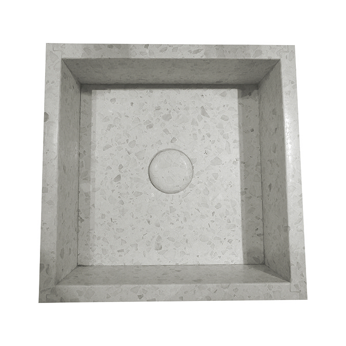 Arezzo Stone White Terrazzo Square Counter Top Basin (450 x 320mm)