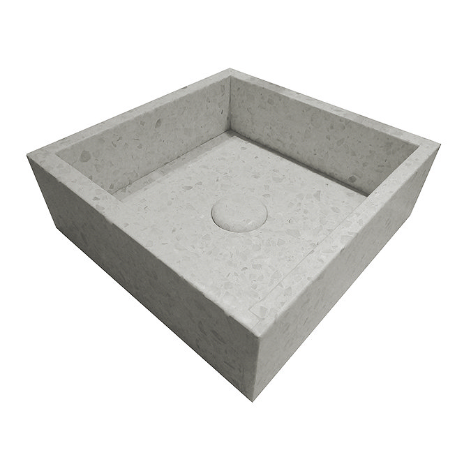 Arezzo Stone White Terrazzo Square Counter Top Basin (300 x 300mm) with Waste