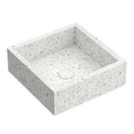 Arezzo Stone White Terrazzo Square Counter Top Basin (300 x 300mm) with Waste