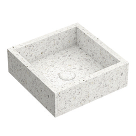 Arezzo Stone White Terrazzo Square Counter Top Basin (300 x 300mm) with Waste