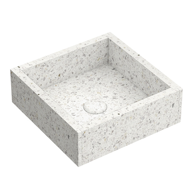 Arezzo Stone White Terrazzo Square Counter Top Basin (300 x 300mm) with Waste
