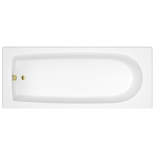 Arezzo Straight Round Shower Bath w. Brushed Brass Curved Top Pivot Screen  Feature Large Image