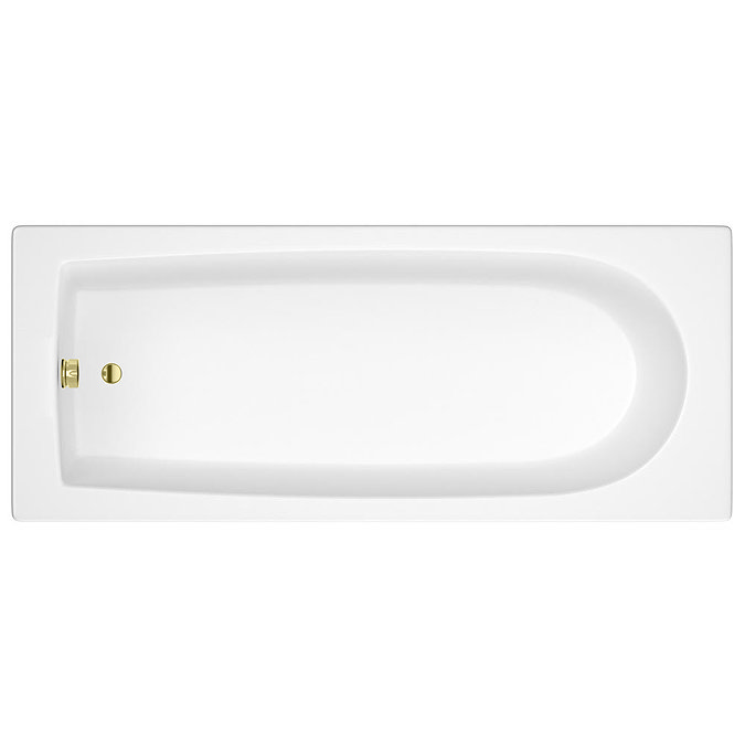 Arezzo Straight Round Shower Bath w. Brushed Brass Curved Top Pivot Screen  Feature Large Image