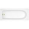 Arezzo Straight Round Shower Bath w. Brushed Brass Curved Top Pivot Screen  Feature Large Image