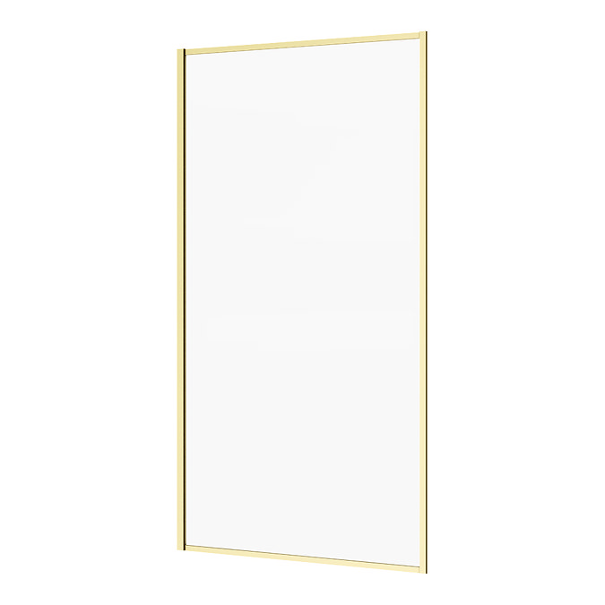 Arezzo Straight Square Shower Bath w. Brushed Brass Framed Fixed Screen  Profile Large Image