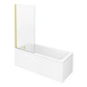 Arezzo Straight Square Shower Bath w. Brushed Brass Pivot Screen  Standard Large Image
