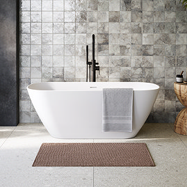 Arezzo Thin Edge Curved Rectangular Bath - 1600 x 750mm with Waste