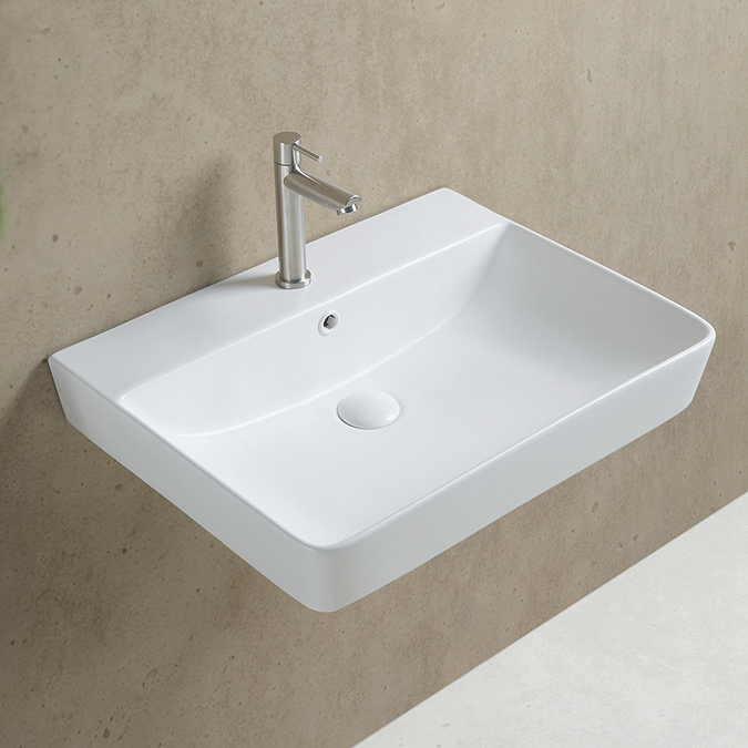 Arezzo Thin Edge Wall Hung Basin (600mm Wide - Matt White)