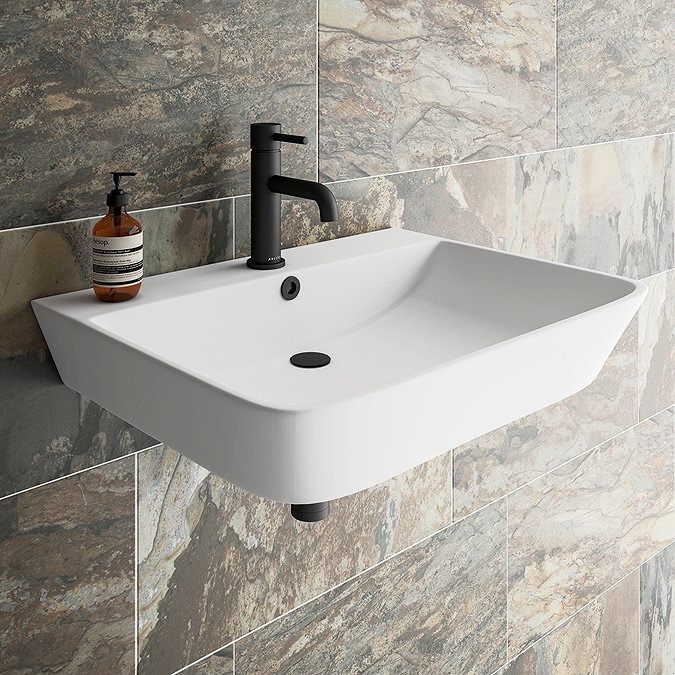 Arezzo Thin Edge Wall Hung Basin (600mm Wide - Matt White)