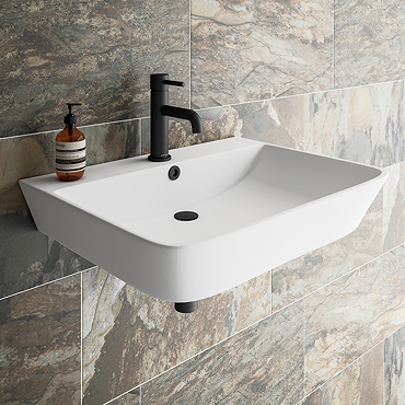 Arezzo Thin Edge Wall Hung Basin (600mm Wide - Matt White)