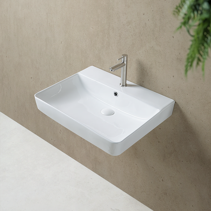 Arezzo Thin Edge Wall Hung Basin (600mm Wide - Gloss White)