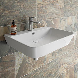 Arezzo Thin Edge Wall Hung Basin (600mm Wide - Gloss White)
