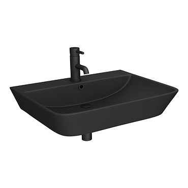 Arezzo Thin Edge Wall Hung Basin (600mm Wide - Matt Black)