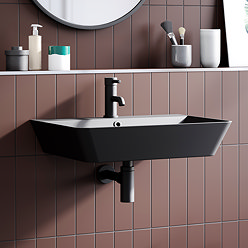 Arezzo Thin Edge Wall Hung Basin (600mm Wide - Matt Black)