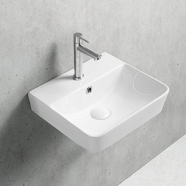 Arezzo Thin Edge Wall Hung Cloakroom Basin (400mm Wide - Gloss White)