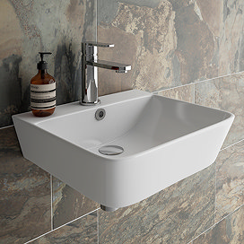 Arezzo Thin Edge Wall Hung Cloakroom Basin (400mm Wide - Gloss White)
