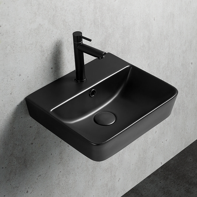 Arezzo 400 Thin Edge Wall Hung Basin Matt Black 