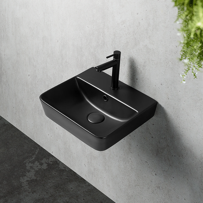 Arezzo 400 Thin Edge Wall Hung Basin Matt Black 