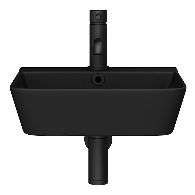Arezzo Thin Edge Wall Hung Cloakroom Basin (400mm Wide - Matt Black)