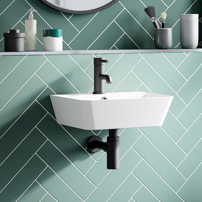 Arezzo Thin Edge Wall Hung Cloakroom Basin (400mm Wide - Matt White)