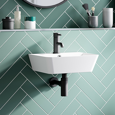 Arezzo Thin Edge Wall Hung Cloakroom Basin (400mm Wide - Matt White)