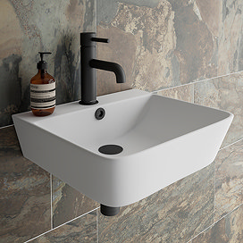 Arezzo Thin Edge Wall Hung Cloakroom Basin (400mm Wide - Matt White)