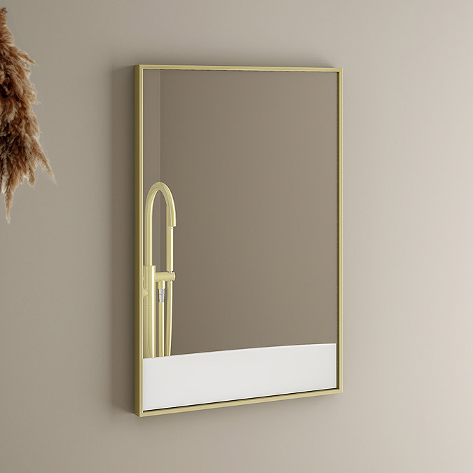Arezzo Thin Frame 400 x 600mm Rectangular Mirror - Brushed Brass