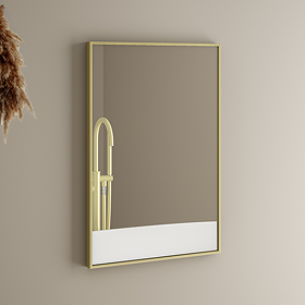 Arezzo Thin Frame 400 x 600mm Rectangular Mirror - Brushed Brass